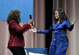 As michelle obama embarks on the international leg of her becoming book tour, audiences continue to pay attention to her onstage wardrobe. Michelle Obama S Book Tour Has Given Us Plenty Of Outfits To Be Thankful For Fashionista