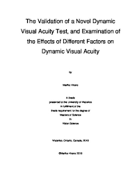 The Validation Of A Novel Dynamic Visual Acuity Test And
