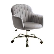 An adjustable desk chair without wheels, as you would expect, will normally cost more than a stationary one. Channel Tufted Fabric Upholstered Office Chair With Casters Gray And English Elm