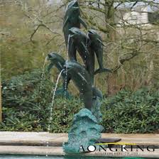 water fountain dolphin bronze statue