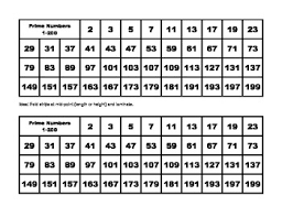 Prime Numbers 1 200 Strips And Chart