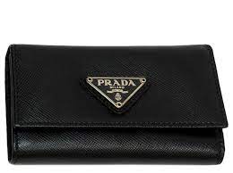 Prada Black Saffiano Key Holder Leather