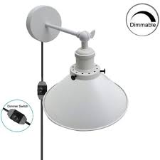 Vintage Industrial White Lampshade Plug