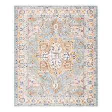 fabric area rug in light blue ivory