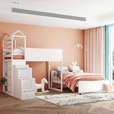 Gosalmon White Twin Over Full Bunk Bed