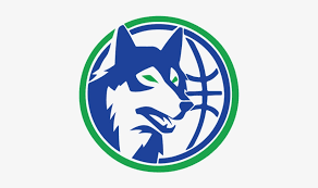 The minnesota timberwolves logo has midnight blue, lake blue, moonlight grey, and aurora green colors with a howling wolf in front of a blue basketball and a star object on top of it. Mn Timberwolves Logo Original Transparent Png 500x666 Free Download On Nicepng