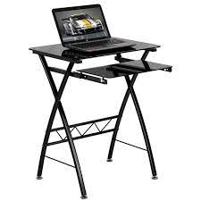Black Tempered Glass Computer Desk With