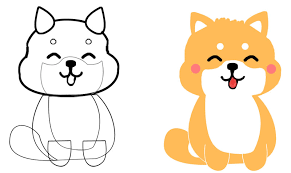 to draw a cute dog a shiba inu doge