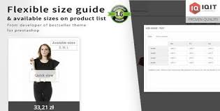 Flexible Size Guide Chart Sizes On Product List Design