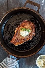 pan seared ribeye steak with blue