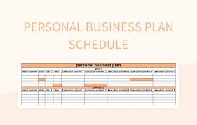 personal business plan schedule excel