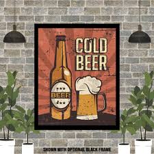 Cold Beer Art Print Retro Beer Wall