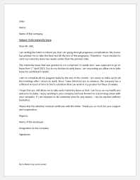 early maternity leave letter template