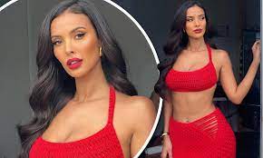 New Love Island host Maya Jama shares busty photos in sizzling red two  piece | Daily Mail Online