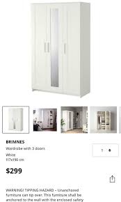 Ikea Brimnes Wardrobe 3 Doors