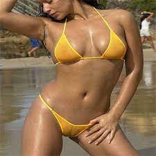 Women Mesh Micro Bikini Set Swimwear Sexy Brazilian Sheer Swimsuit See  Through | eBay