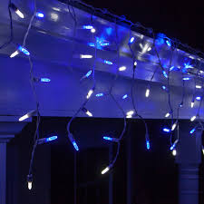 Outdoor Blue Hanging Snowfall 214 Led Icicle Lights W