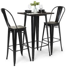 It features a 24w x 48l high pressure scratch, stain and warp resistant laminate top with a black edge band and 16 gauge tubular steel legs for increased stability. High Top Bar Table Set 3 Piece Wood And Metal Collection