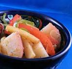 baby potatoes and sweet peppers in tomato dill butter