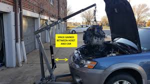 The chain on the front end of the lift really reduces the height that you are able to lift. Harbor Freight 1 Ton Engine Hoist Modification Subaru Outback Forums