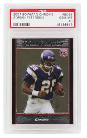 We know full well that peterson is 32 years old and coming off a 2016 campaign that saw him miss all but three games to injury. Adrian Peterson Minnesota Vikings 2007 Bowman Chrome Bc65 Rc Rookie Card Psa 10 Gem Mint Schwartz Sports Memorabilia