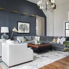 dark blue paneled living room wall