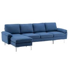 Arm Linen Mid Century L Shaped Sofa