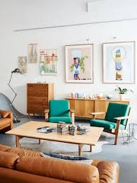 Mid Century Modern Rug Into A Living Room