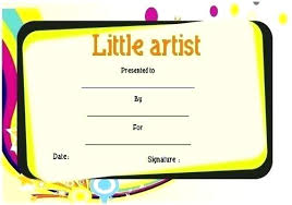 Kids Certificate Templates Art Award For Kids Arts