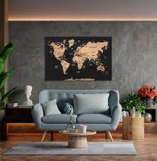 World Map Push Pin World Map Wall Art