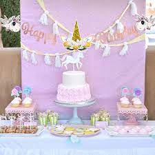 These showstopping unicorn cupcakes, as seen on party delights. Buy Kaxixi Unicorn Birthday Party Decorations For Girls Cute Unicorn Happy Birthday Banner Party Supplies For Kis Unicorn Theme Birthday Party Favor Photo Props Baby Shower Home Decor Rose Gold Online In