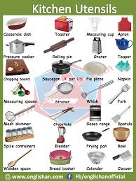 kitchen utensils voary list with