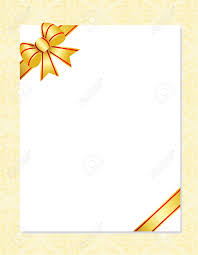 Invitation Card Background With Gold Ribbon Bow And Ornamental