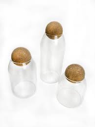 glass canister set round cork top be made