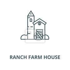 Ranch Farm House Vector Line Icon