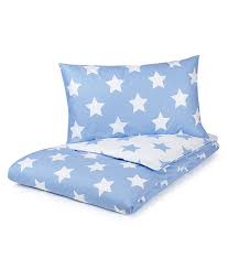 cotbed duvet set blue with white and