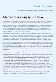 And just like the actual game, this company is set to make learning a fun. Alternative Learning System Essay Research Paper Example