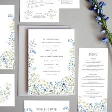 Wild Blue Hedgerow Wedding Invite Sample