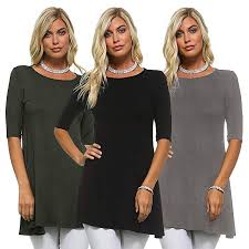 Isaac Liev Womens 3 4 Sleeve Tunic Top Pack Of 3 Swing