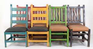 Multicolor Painted Wood Chairs