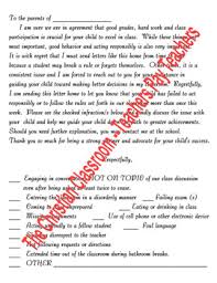 Bad Behavior Or Unacceptable Poor School Work Letter Home To Parents