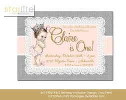 Blush Pink Gold Vintage Baby Princess 1st Birthday Invitation Burlap