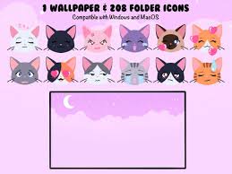 Anime Cats Desktop Icons Cute Wallpaper