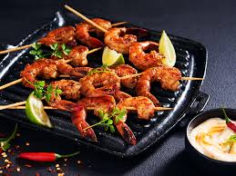tangy bbq prawn skewers with sweet