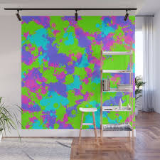 90s Neon Paint Splatter Wall Mural By
