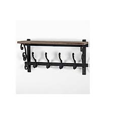 Metal Wall Mounted Shelf With 4 Hooks