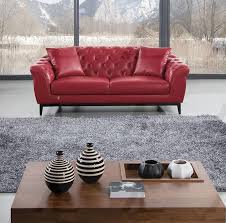 Red Italian Top Grain Leather Sofa Set