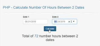 php calculate number of hours between
