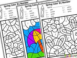 free spring color by number printable