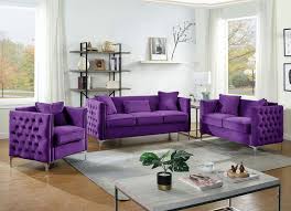 devan tufted purple velvet sofa